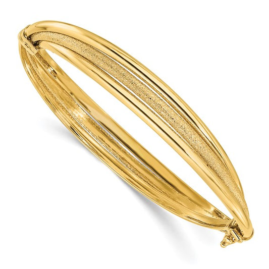 Leslie's 14K Polished and Textured Hinged Bangle