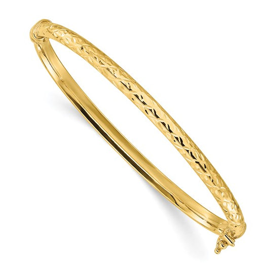 Leslie's 14K Polished and Diamond-cut Hinged Bangle