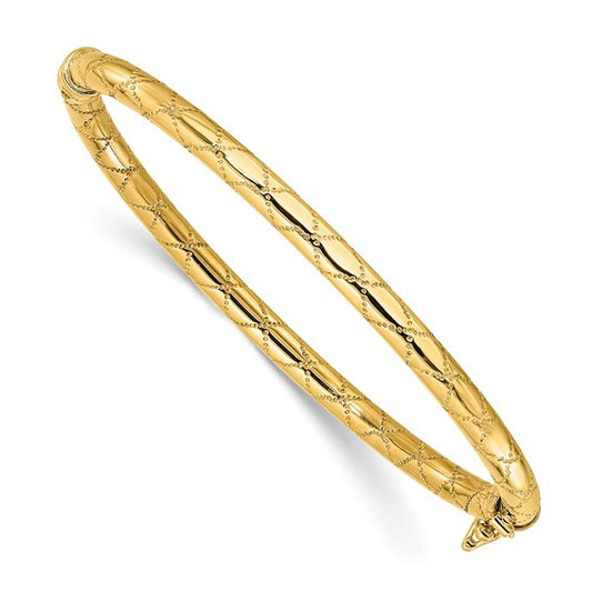 Leslie's 14K Polished and Textured Hinged Bangle