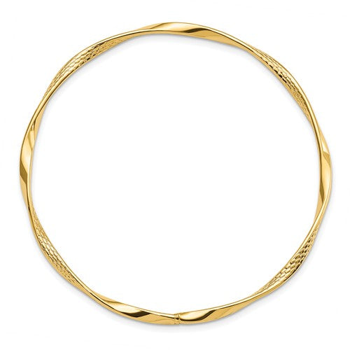 Leslie's 14K Polished and Textured Twisted Slip-on Bangle