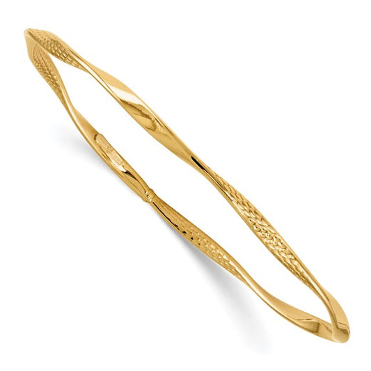 Leslie's 14K Polished and Textured Twisted Slip-on Bangle