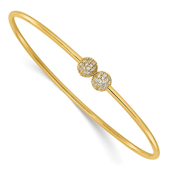 Leslie's 14K Polished CZ Flexible Bangle