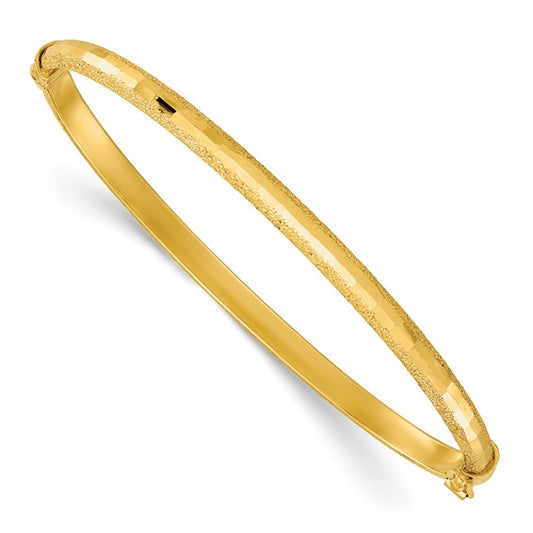 Leslie's 14K Polished/D/C/Laser Textured Hinged Bangle