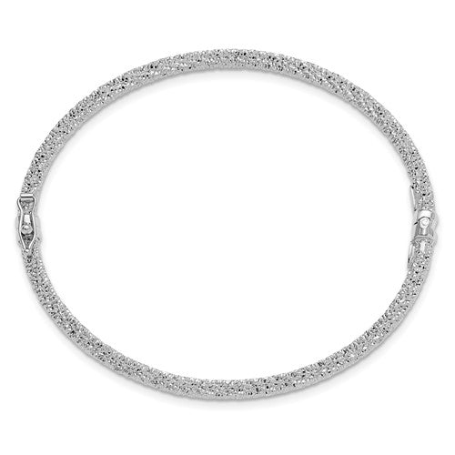 Leslie's 14K White Gold D/C Twisted Hinged Bangle