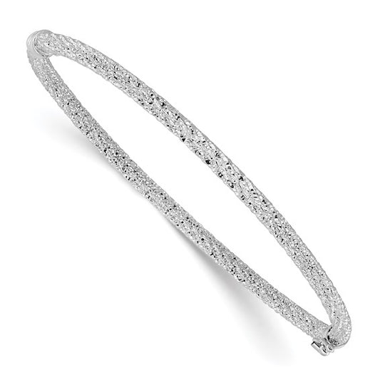 Leslie's 14K White Gold D/C Twisted Hinged Bangle