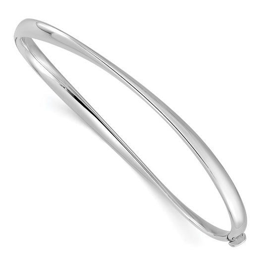 Leslie's 14k White Gold Polished Twisted Hinged Bangle Bracelet