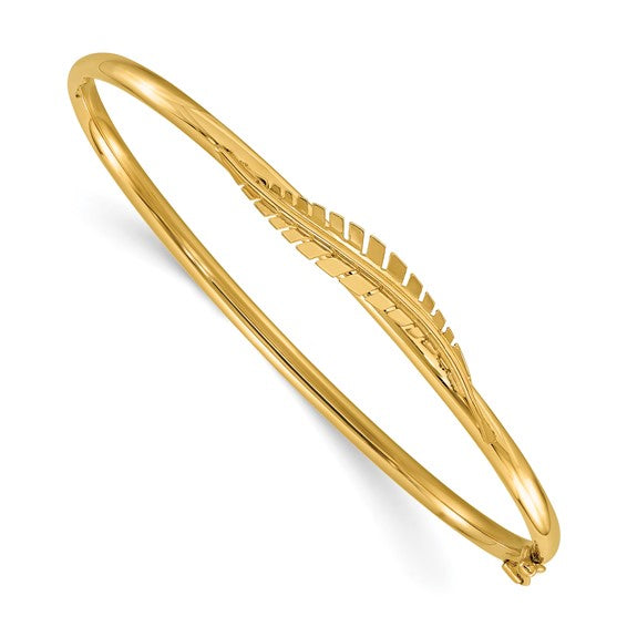 Leslie's 14K Polished Leaf Hinged Bangle