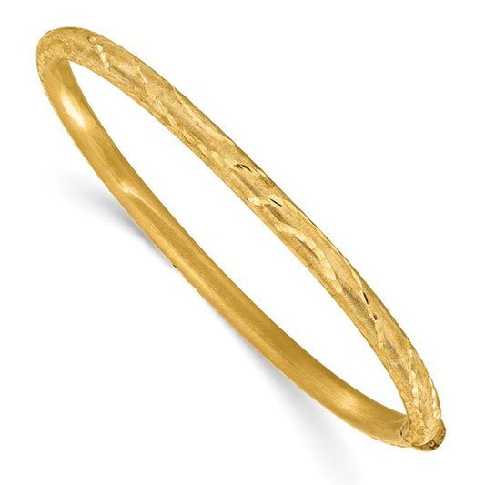 Leslie's 14K Satin and Diamond-cut Hinged Bangle