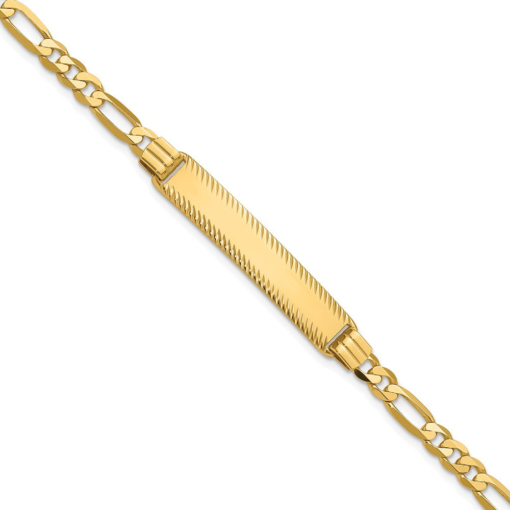 14k Figaro Diamond Cut ID Bracelet