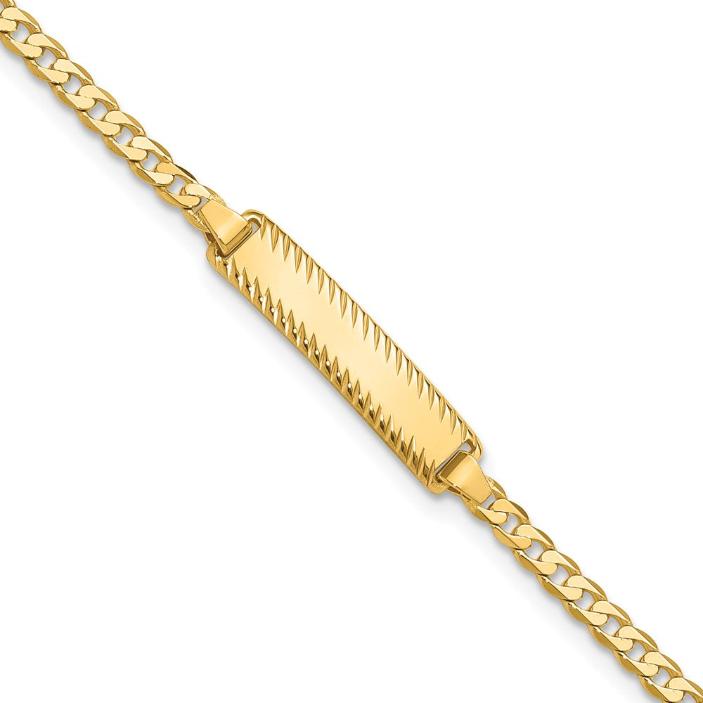 14k Curb Link Diamond Cut ID Bracelet