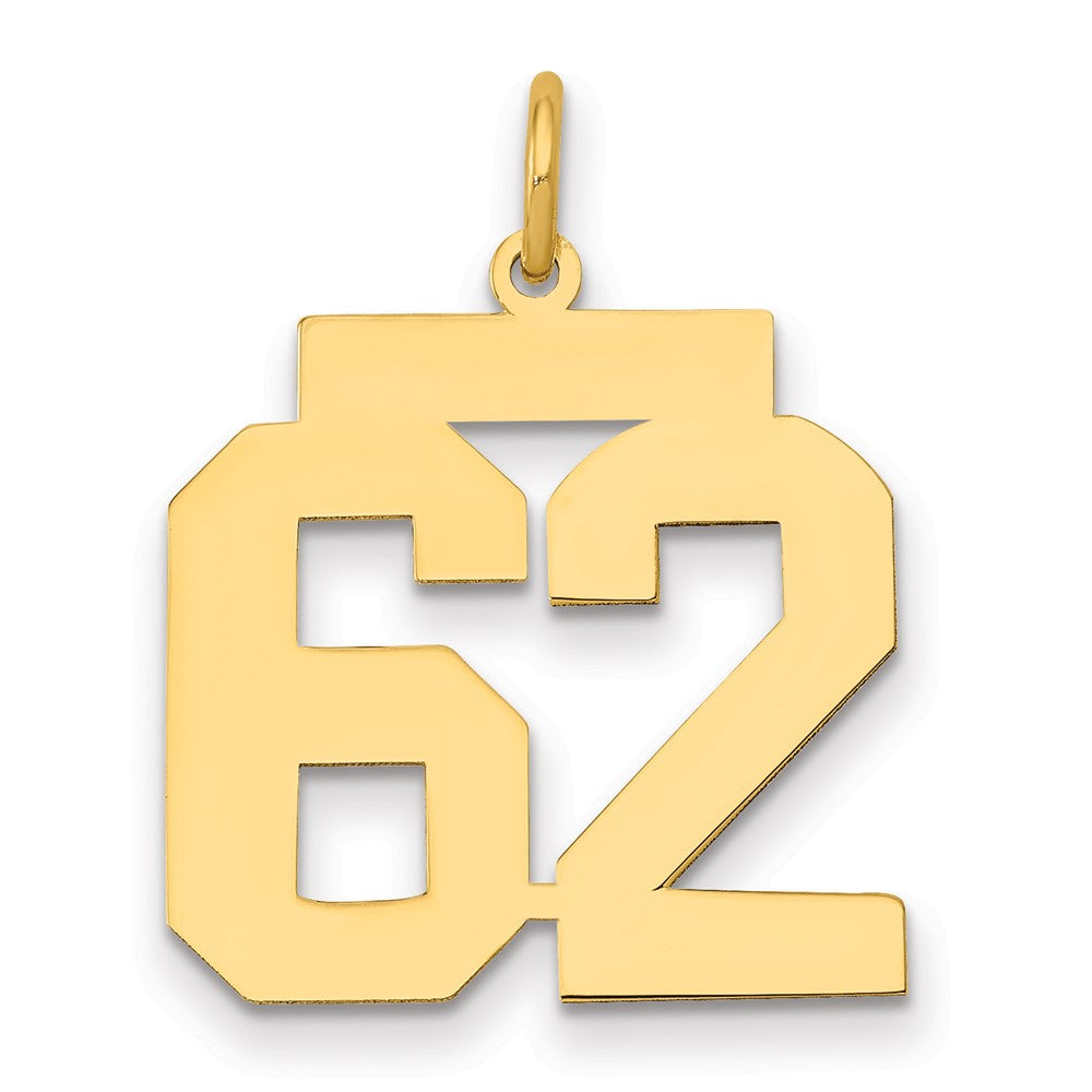 14k Medium Polished Number 62 Charm
