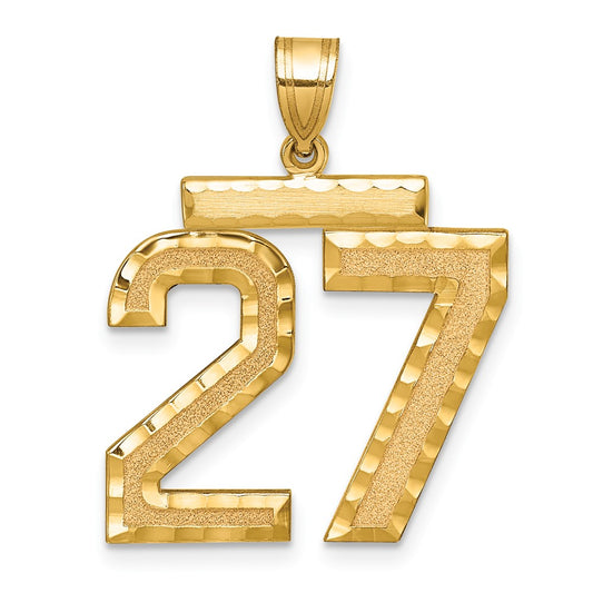 14k Large Brushed Diamond-cut Number 27 Charm