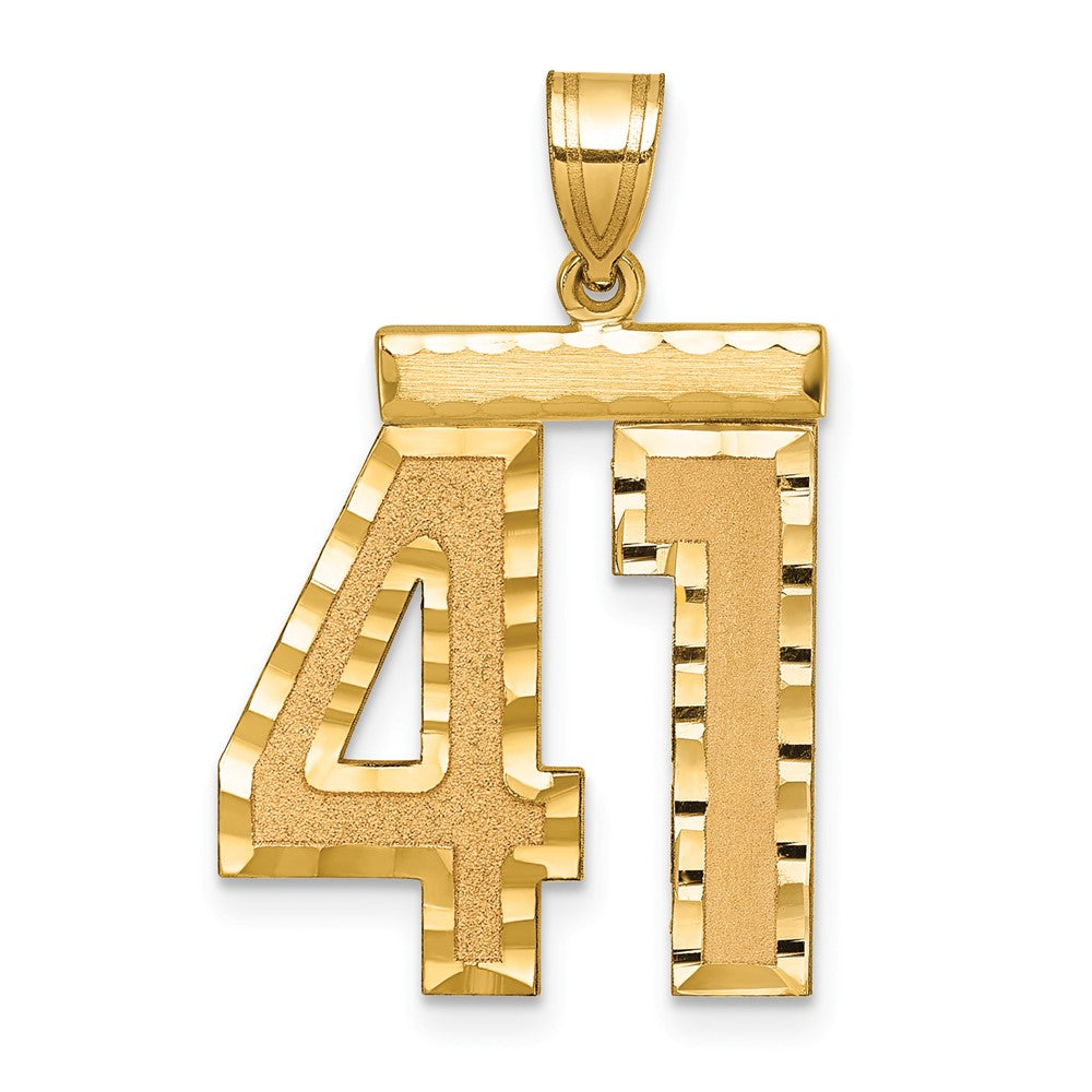 14k Large Brushed Diamond-cut Number 41 Charm