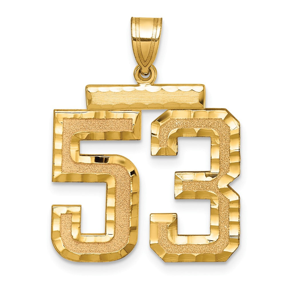 10k Large Brushed Diamond-cut Number 53 Charm