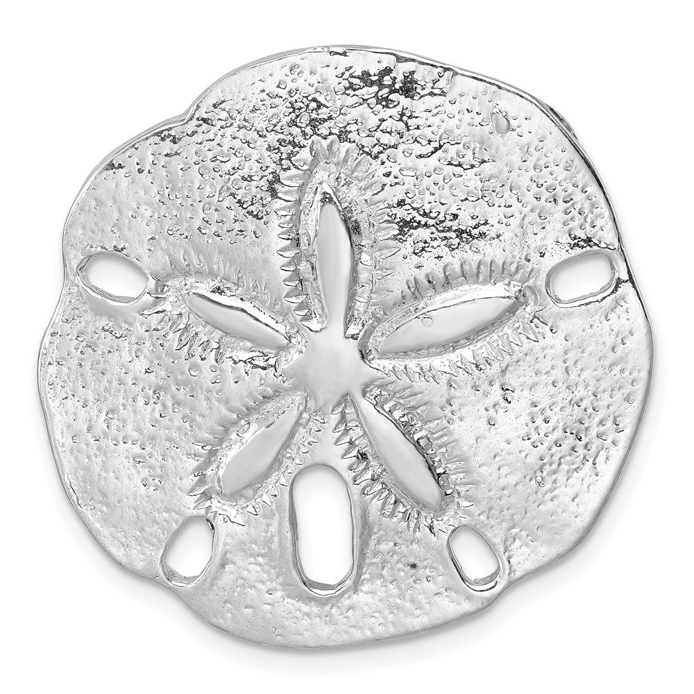 Sterling Silver Rhodium-plated Polished & Textured Sand Dollar Slide