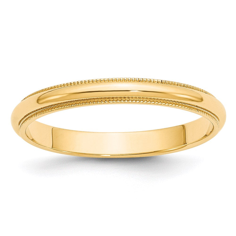14KY 3mm Milgrain Half Round Band Size 7