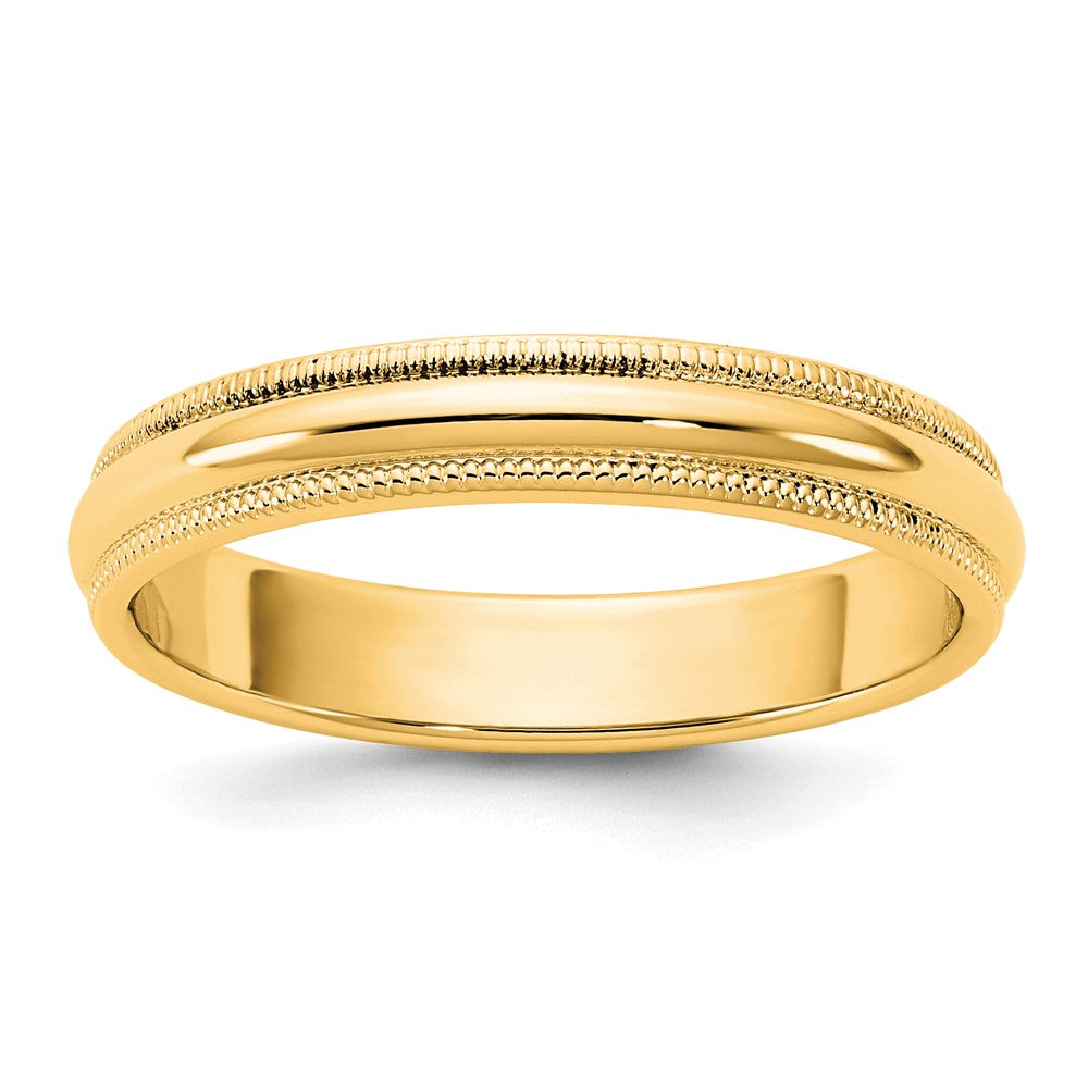 14KY 3.5mm Milgrain Half Round Band Size 8
