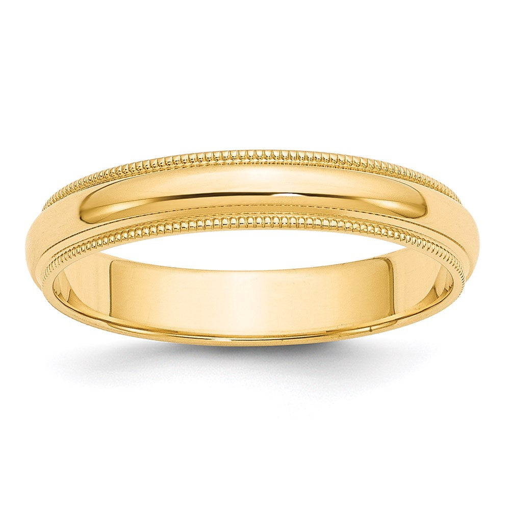 14KY 4mm Milgrain Half Round Band Size 5.5