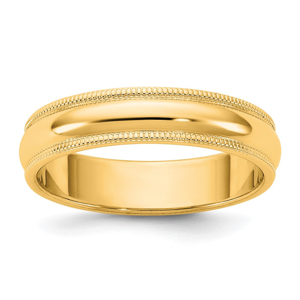 14KY 4.5mm Milgrain Half Round Band Size 9.5