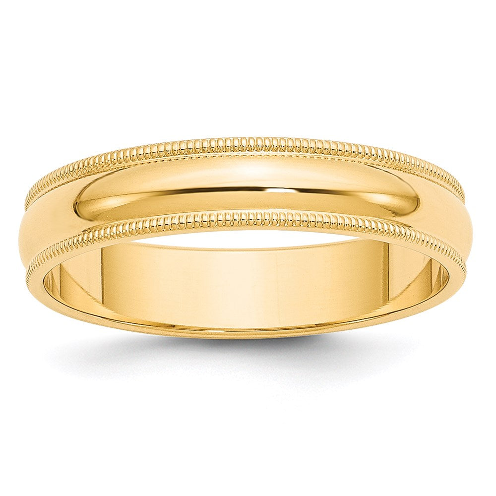 14KY 5mm Milgrain Half Round Band Size 12