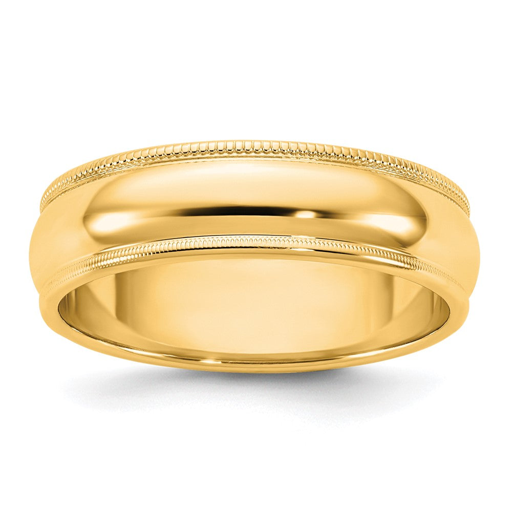 14KY 5.5mm Milgrain Half Round Band Size 4