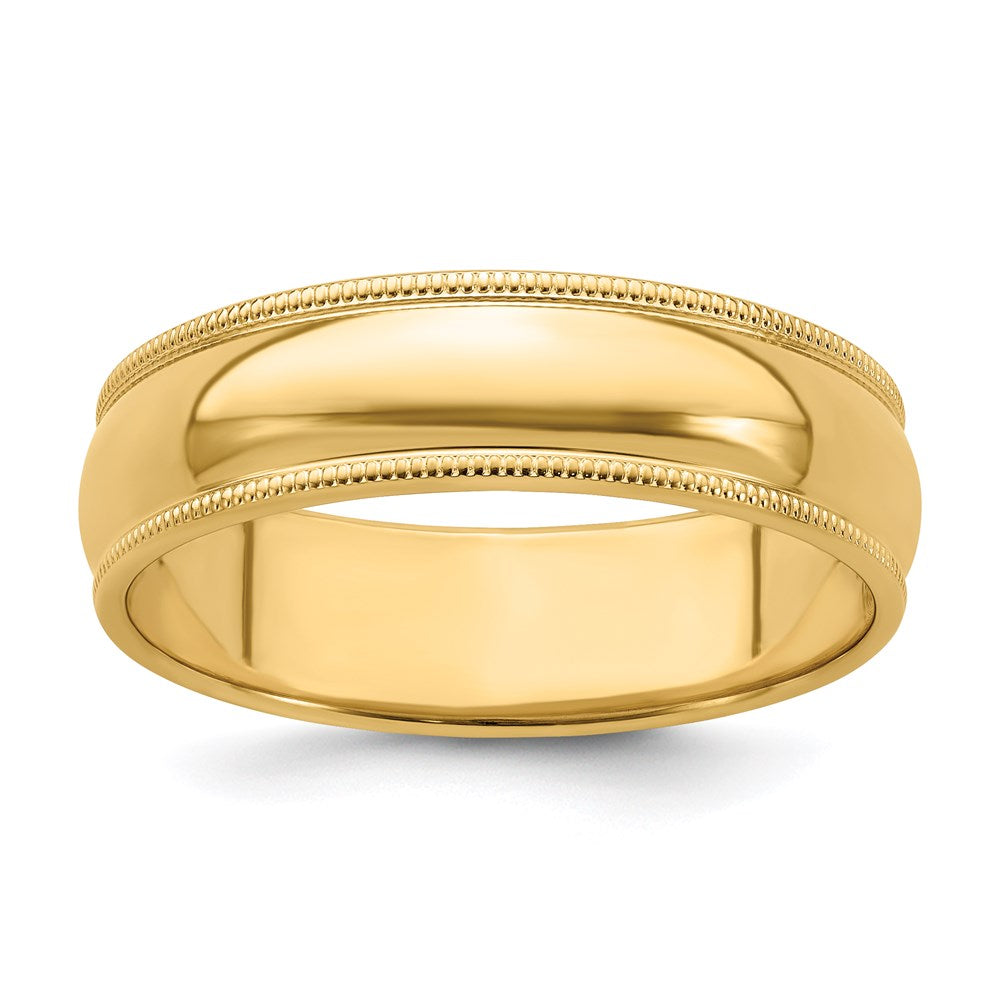 14KY 6mm Milgrain Half Round Band Size 11