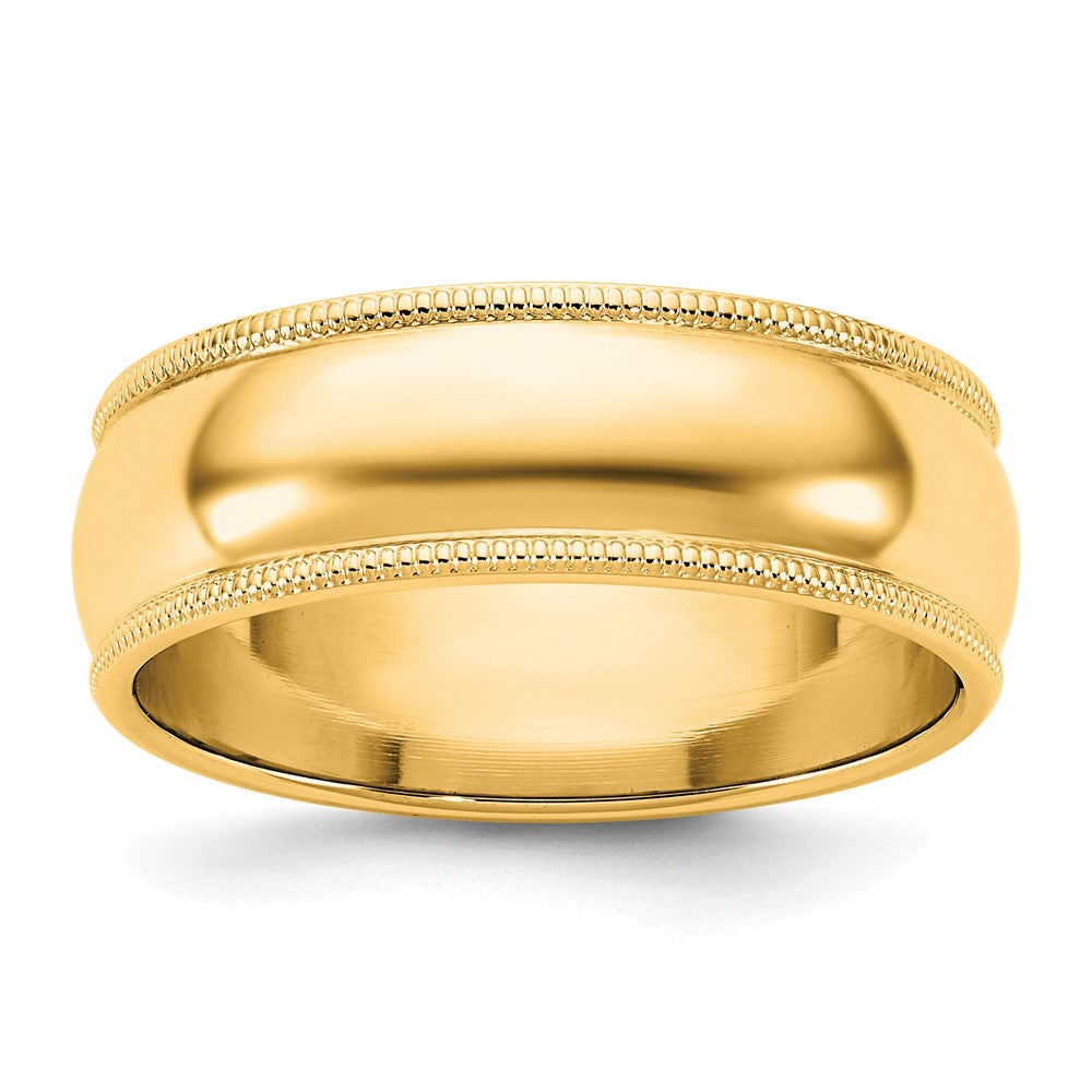 14KY 6.5mm Milgrain Half Round Band Size 7.5