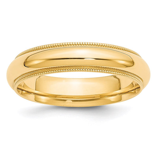 14KY 5mm Milgrain Comfort Fit Band Size 8