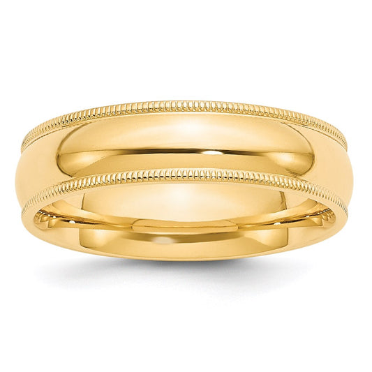 14KY 6mm Milgrain Comfort Fit Band Size 6