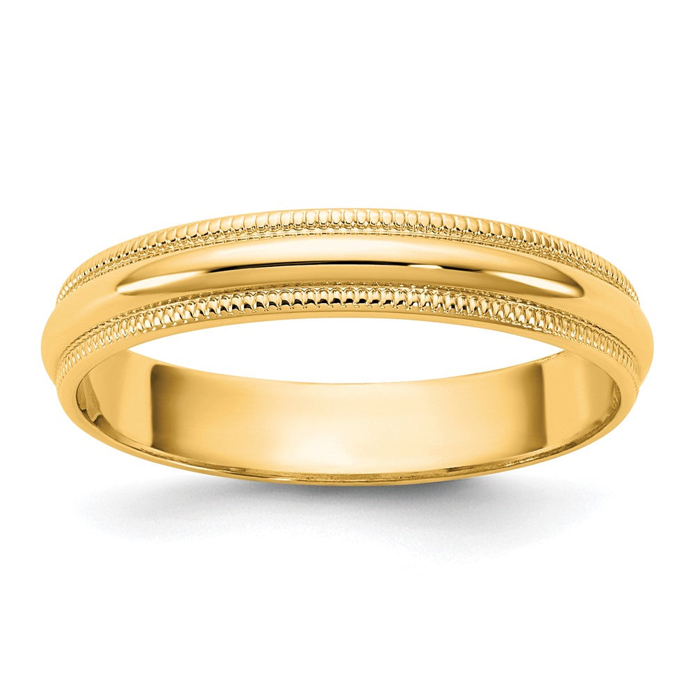 14KY 3.5mm LTW Milgrain Half Round Band Size 11.5