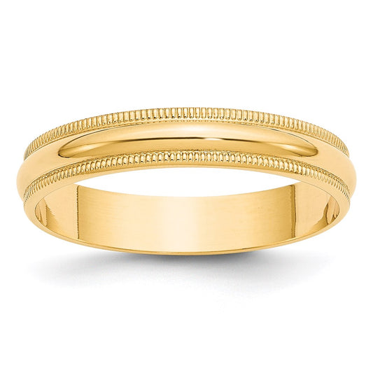 14KY 4mm LTW Milgrain Half Round Band Size 4