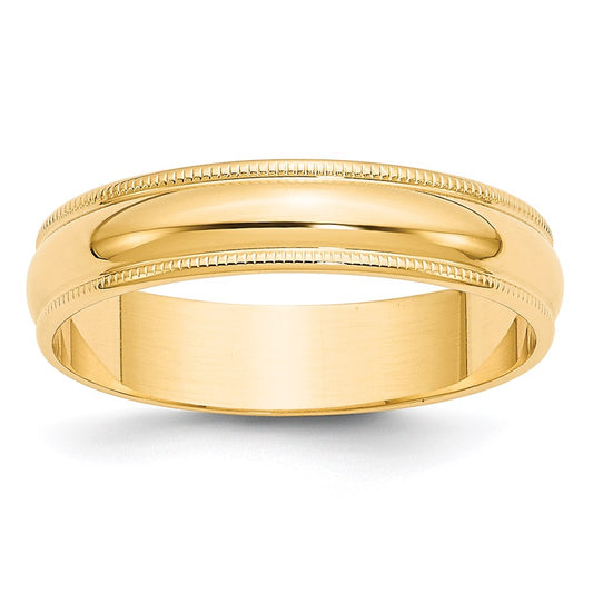 14KY 5mm LTW Milgrain Half Round Band Size 13.5