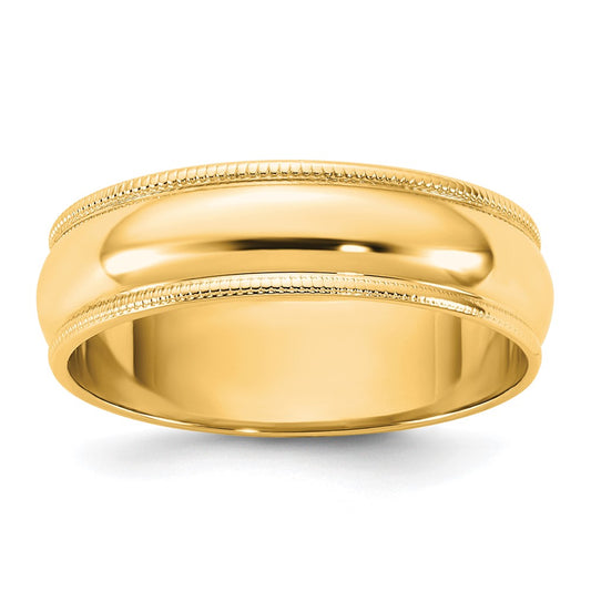 14KY 5.5mm LTW Milgrain Half Round Band Size 7.5