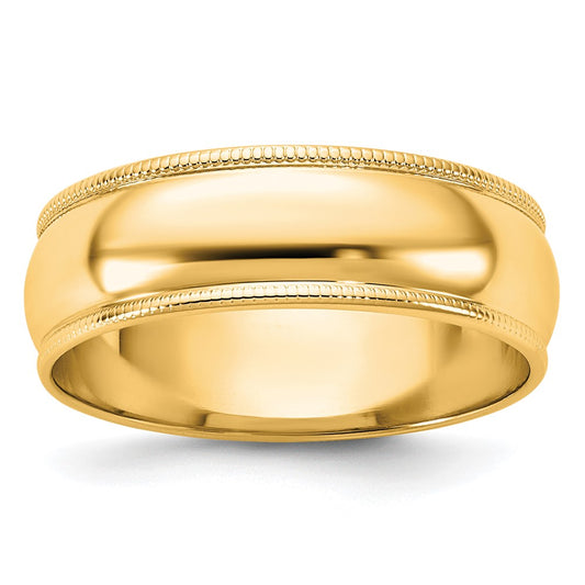 14KY 6mm LTW Milgrain Half Round Band Size 12