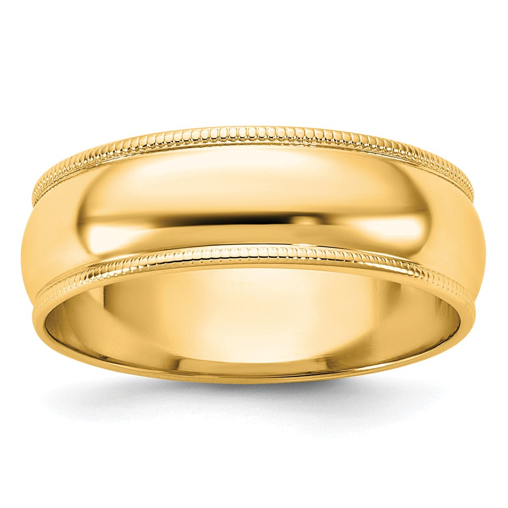 14KY 6mm LTW Milgrain Half Round Band Size 8.5
