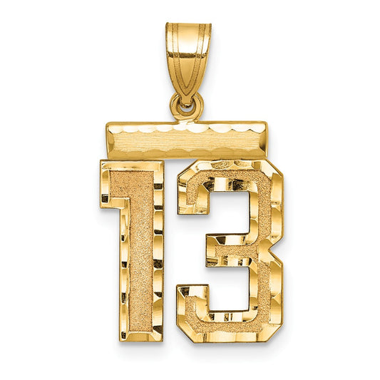 14k Medium Diamond-cut Number 13 Charm