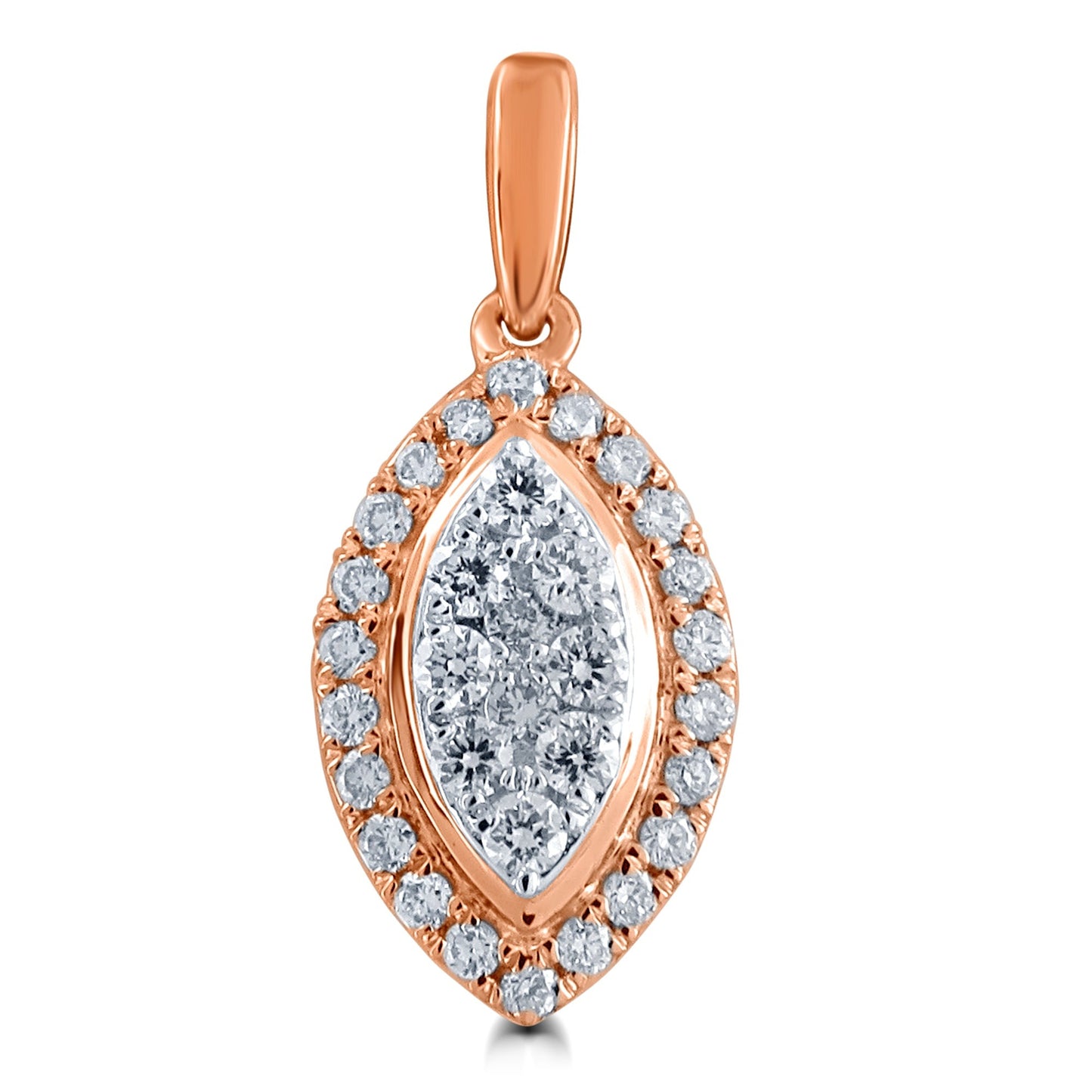 10K ROSE GOLD .25 CARAT REAL DIAMOND PENDANT NECKLACE WITH 18 INCHES ROSE GOLD CHAIN