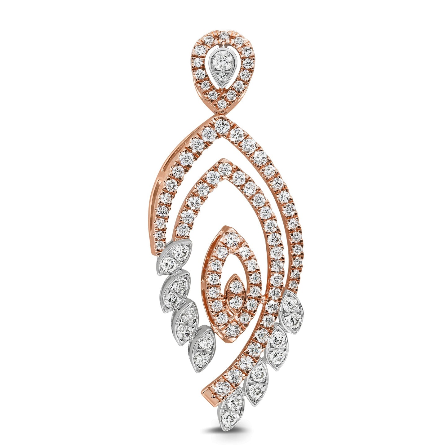 10K ROSE GOLD 1.25 CARAT 1.50 INCHES REAL DIAMOND PENDANT NECKLACE WITH ROSE GOLD CHAIN