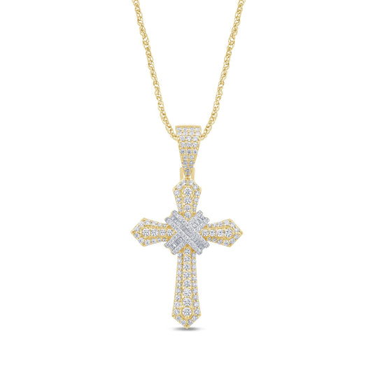 10K YELLOW GOLD 2 CARAT 2 INCHES REAL DIAMOND MEN CROSS JESUS PENDANT CHARM CROSS