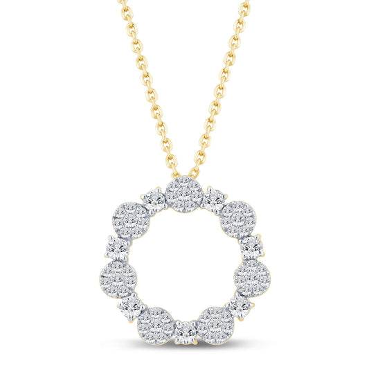 10K YELLOW GOLD 1.25 CARAT REAL DIAMOND PENDANT NECKLACE WITH GOLD CHAIN