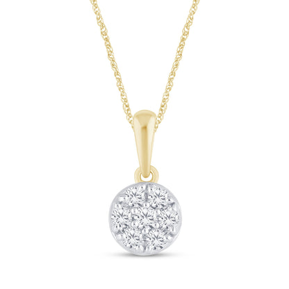 10K YELLOW GOLD .30 CARAT REAL DIAMOND PENDANT NECKLACE WITH GOLD CHAIN