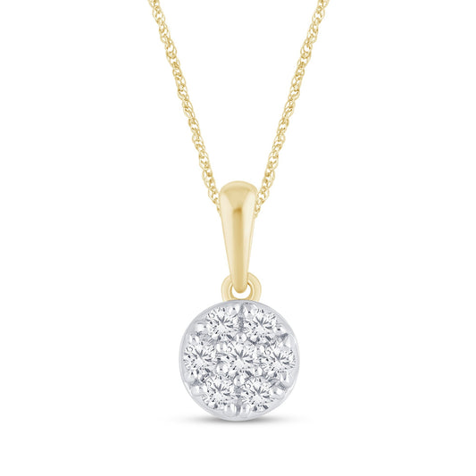 10K YELLOW GOLD .30 CARAT REAL DIAMOND PENDANT NECKLACE WITH GOLD CHAIN