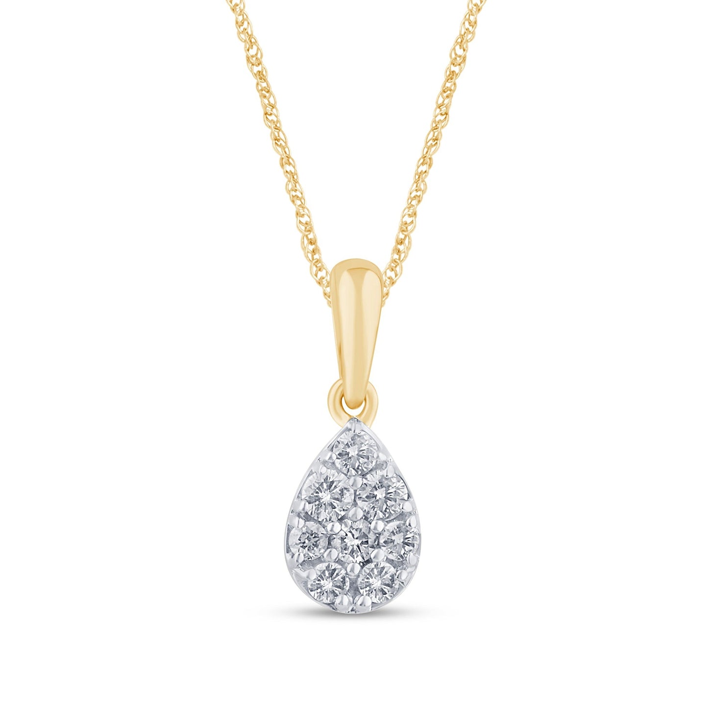 10K YELLOW GOLD .30 CARAT REAL DIAMOND PENDANT NECKLACE WITH GOLD CHAIN