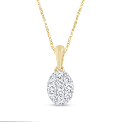 10K YELLOW GOLD .30 CARAT REAL DIAMOND PENDANT NECKLACE WITH GOLD CHAIN