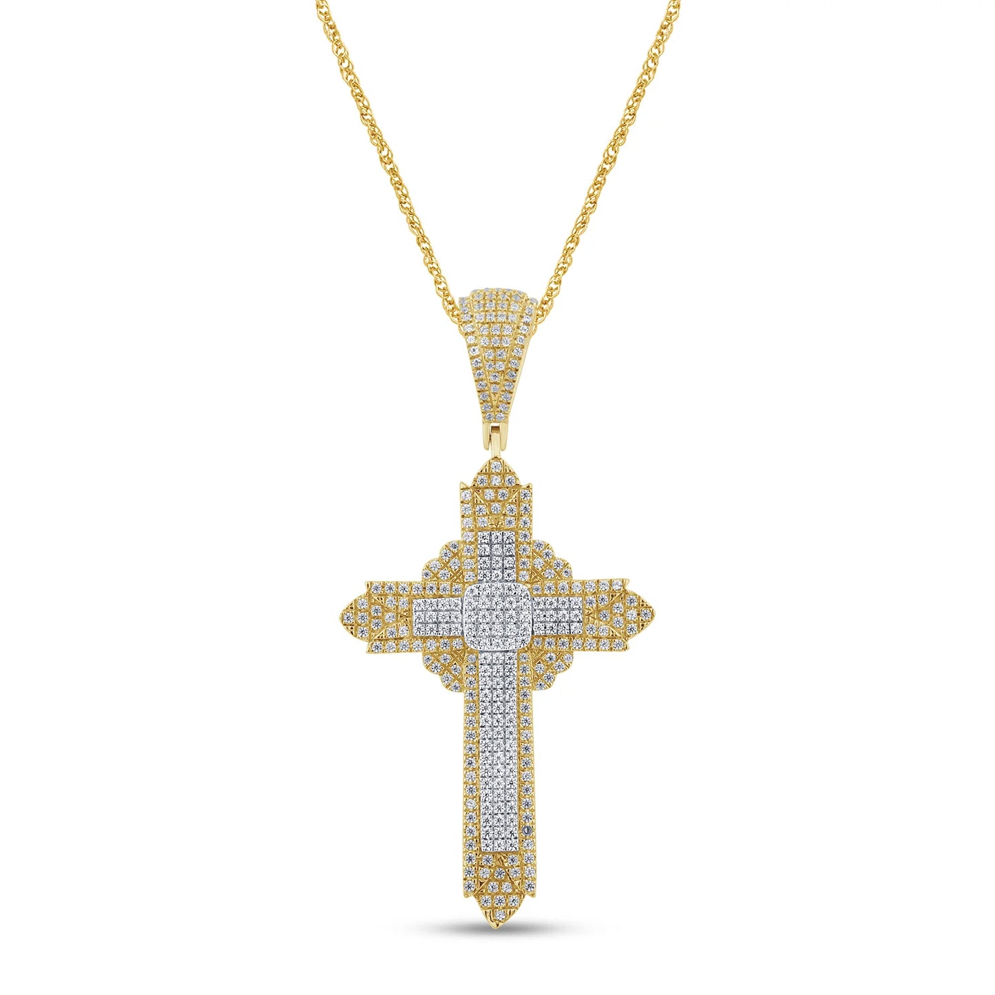 10K YELLOW GOLD 1 CARAT 2 INCHES REAL DIAMOND MEN CROSS PENDANT CHARM CROSS