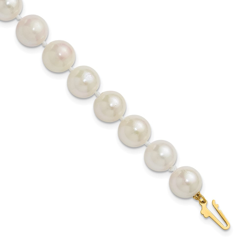 14k 8-9mm Round White Saltwater Akoya Cultured Pearl Bracelet