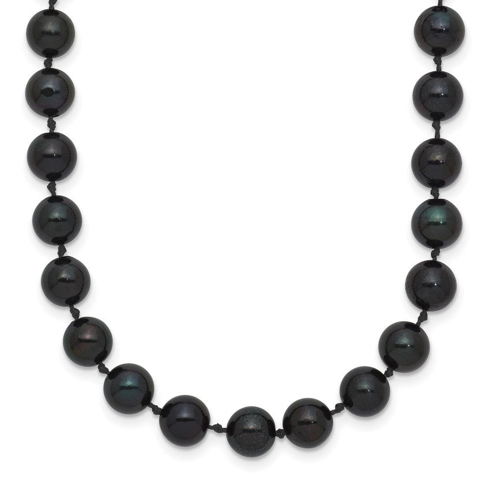 14k White Gold 6-7mm Round Black Saltwater Akoya Cultured Pearl Necklace