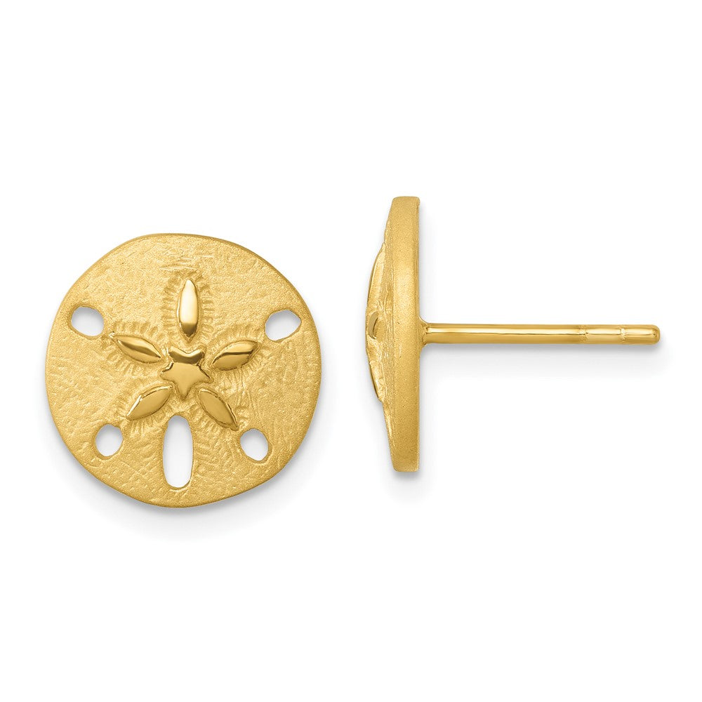 Sterling Silver Rhodium-plated Gold-tone Sand Dollar Post Earrings