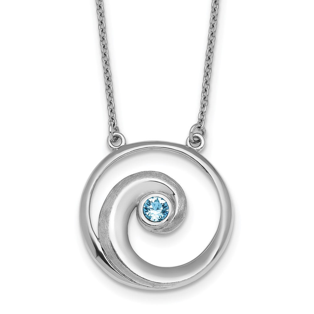 Sterling Silver Rhodium-Plated Crystal Wave 16 +2in Necklace