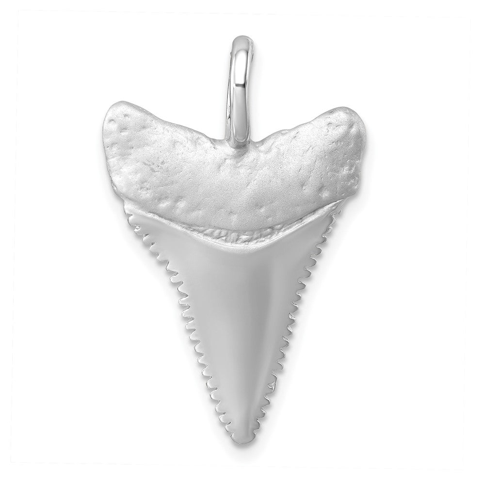 Sterling Silver Rhodium-Plated Great White Shark Tooth Pendant
